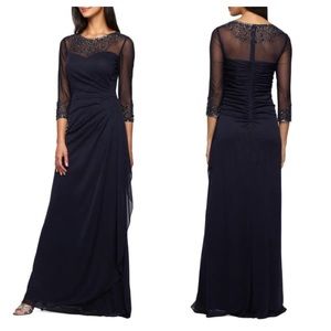 Alex Evenings Blue Embellished A-line Gown Sz 8